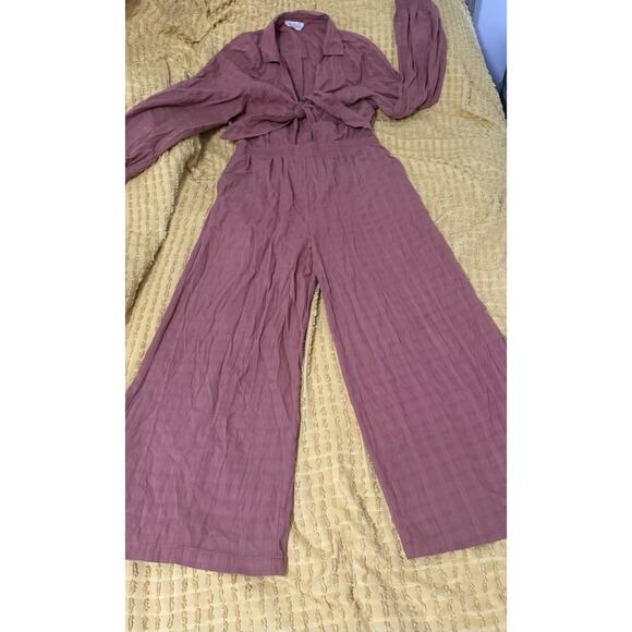 Women’s Fall Winter Jumpsuit Long Sleeve Front Tie Orange Size Large - Picture 7 of 14